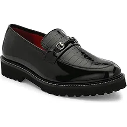 san frissco Men's Loafers Glossy Shine Shoes with Buckle/Anti-Slippery Wrinkle Free Synthetic Upper Slip-On Loafers/Stylish Lightweight and Comfortable Formal Shoe-picture-14