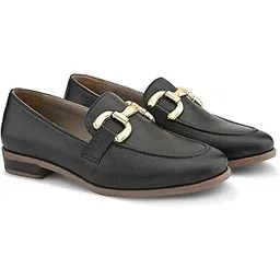 san frissco Women’s Loafers | Solid Round Toe Slip-On Shoes for Women PU Moccasins with Horsebit & Buckle | Comfortable $ Lightweight for Casual, Office & Daily Use - 7 (Black) W 10004-picture-18