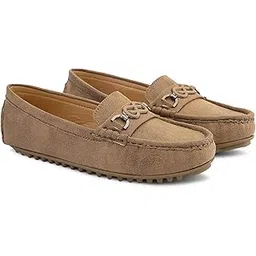 san frissco Women's Loafers Textured Slip on Shoes | Round Toe with Durable TPR Sole Stylish & Lightweight | Comfortable for Casual, Office & Daily Use for Women - 3 (Brown) W 9002-picture-32