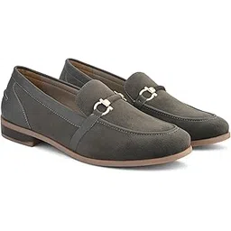 san frissco Women’s Moccasin Horsebit Loafers | Solid Round Toe Slip-On Shoes for Women | Stylish & Lightweight Comfort Loafers for Office & Casual Wear - 6 (Grey) W 10005-picture-35