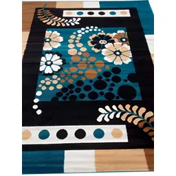 SANA CARPET Black & Blue Geometric Printed Anti-Skid Silk Carpet-picture-37