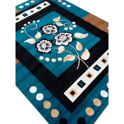 SANA CARPET Blue & black Floral Anti-Skid Polyester Carpet-picture-27