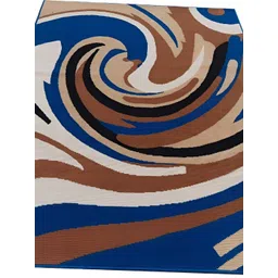 SANA CARPET Blue & Brown Abstract Anti-Skid Carpet image 2