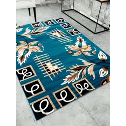 SANA CARPET Blue & White Floral Printed Anti-Skid Silk Carpet-picture-18