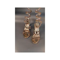 Sana K Luxurious Footwear Champagne Gold Spring With Emblishment Heel Sandals-picture-29