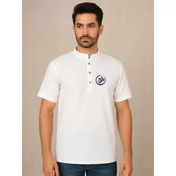 Sanaatani Cotton Thread Work Mandarin Collar Short Kurta-picture-10