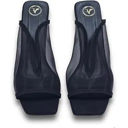 Open Toe Black Shark Net Heels-image-20