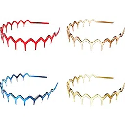 Sanas Korean Fashion Plastic Comb Hairband Hair Belt Teeth Band Cute Hair Bands for Women (Pack of 4) Black and Brown-picture-46