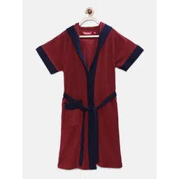 Sand Dune Boys Red & Navy Blue Hooded Bathrobe-picture-15