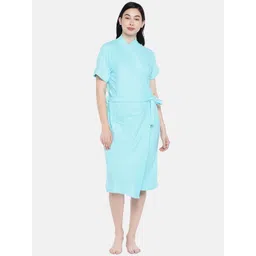 Sand Dune Women Blue Solid Bath Robe-picture-26