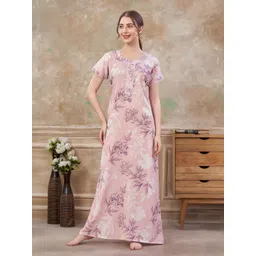Sand Dune Women Printed Round Neck Maxi Nightdress-picture-29