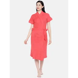 Sand Dune Women Red Solid Bath Robe-picture-21
