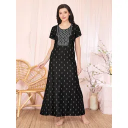 Sand Dune Womens Short Sleeves Printed Maxi Nightdress-picture-43