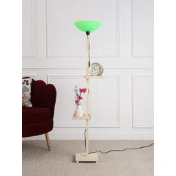 SANDED EDGE Beige & Green Wooden Shelf Floor Lamp-picture-16