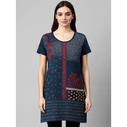 SANDPIPER Women Abstract Printed Cotton Longline Top-picture-22