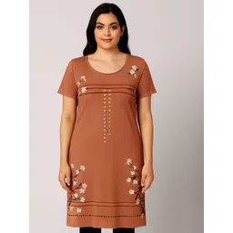 SANDPIPER Women Floral Printed Cotton Longline Top-picture-24