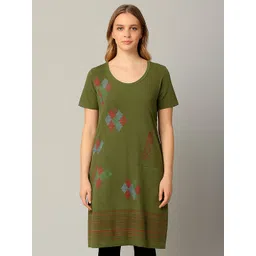 SANDPIPER Women Printed Round Neck Cotton Longline Top-picture-16