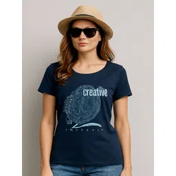 SANDPIPER Women Typography Printed Round Neck Cotton T-shirt-picture-15