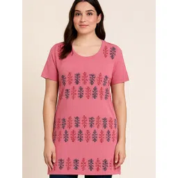 SANDPIPER Women's Ethnic Printed Cotton Longline Top-picture-28