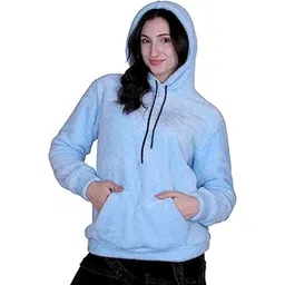 sane originals Oversized Boyfriend Fit Fur Hoodie for Women || Ladies Hoodie in Relaxed Fit for Winter || Super Soft Fur Sweatshirt-picture-28