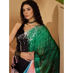 Sangria Abstract Printed Saree With Unstitched Blouse-picture-38