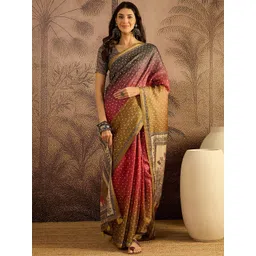 Sangria Bandhani Printed Ethnic Saree With Unstitched Blouse Piece-picture-28
