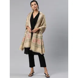 Sangria Beige Ethnic Motifs Women Woven Design Pashmina Shawl-picture-38