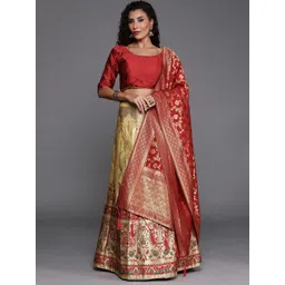 Sangria Beige Woven Design Semi-Stitched Lehenga Choli-picture-26