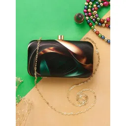 Sangria Black Abstract Printed Box Clutch-picture-33