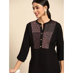 Sangria Black Yoke Embroidered A-Line Top-picture-31