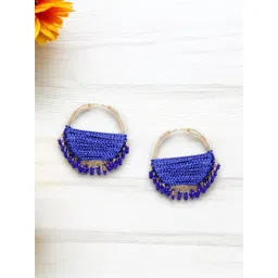 Sangria Blue And Gold-Plated Pearls Beaded Contemporary Hoop Earrings-picture-29