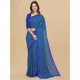 Sangria Blue Ethnic Motifs Pure Crepe Saree-picture-35