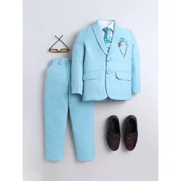 Sangria Boys 5 Piece Shawl Collar Blazer with Shirt Trousers Waistcoat & Tie Suit Set-picture-51
