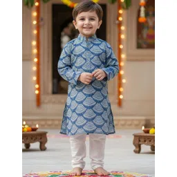 Sangria Boys Bandhani Printed Regular Pure Cotton Kurta with Pyjamas-picture-28