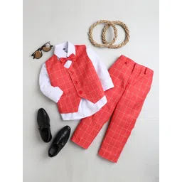 Sangria Boys Checked Single-Breasted 4-Pcs Suit-picture-26