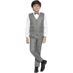 Sangria Boys Checked Single-Breasted 4-Pcs Suit-picture-22