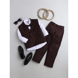 Sangria Boys Checked Single-Breasted 4-Pcs Suit-picture-55