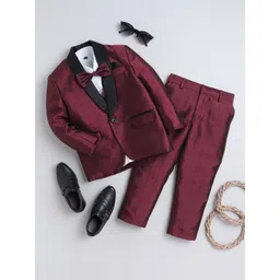 Sangria Boys Checked Single Breasted 5-Pcs Suits-picture-40