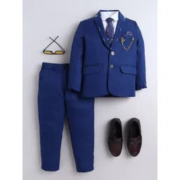 Sangria Boys Damask Printed Single-Breasted Shawl Collar 5-Piece Party Suit-picture-20