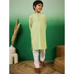 Sangria Boys Embroidered Mandarin Collar Chikankari Kurta-picture-14