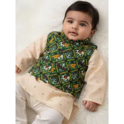 Sangria Boys Embroidered Pure Silk Kurta & Pyjamas With Waistcoat-picture-37