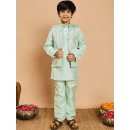 Sangria Boys Embroidered Regular Sequinned Kurta with Pyjamas-picture-38
