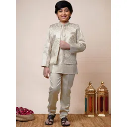 Sangria Boys Embroidered Regular Sequinned Kurta with Trousers & Waistcoat-picture-17