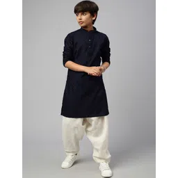 Sangria Boys Ethnic Motif Embroidered Chikankari Pure Cotton Straight Kurtas-picture-13