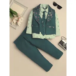 Sangria Boys Flower Printed 3 Piece Suit Set With Tie-picture-24