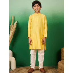 Sangria Boys Geometric Woven Design Straight Kurta With Pyjama-picture-33
