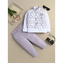 Sangria Boys Leaf Printed 3 Piece Single-Breasted Suit-picture-16