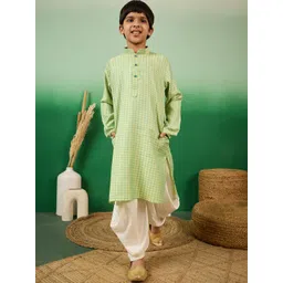 Sangria Boys Printed Mandarin Collar Cotton Kurta-picture-19