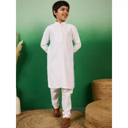 Sangria Boys Sequence Embroidered Cotton Mandarin Collar Chikankari Kurta-picture-51