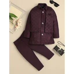Sangria Boys Sequined Embroidered Mandarin Collar Sherwani Set-picture-17